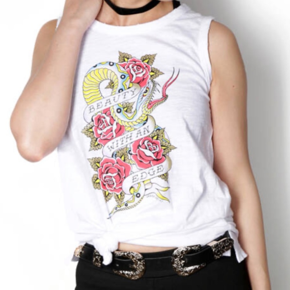 Urban Decay Tattoo Vegan distressed tank top med